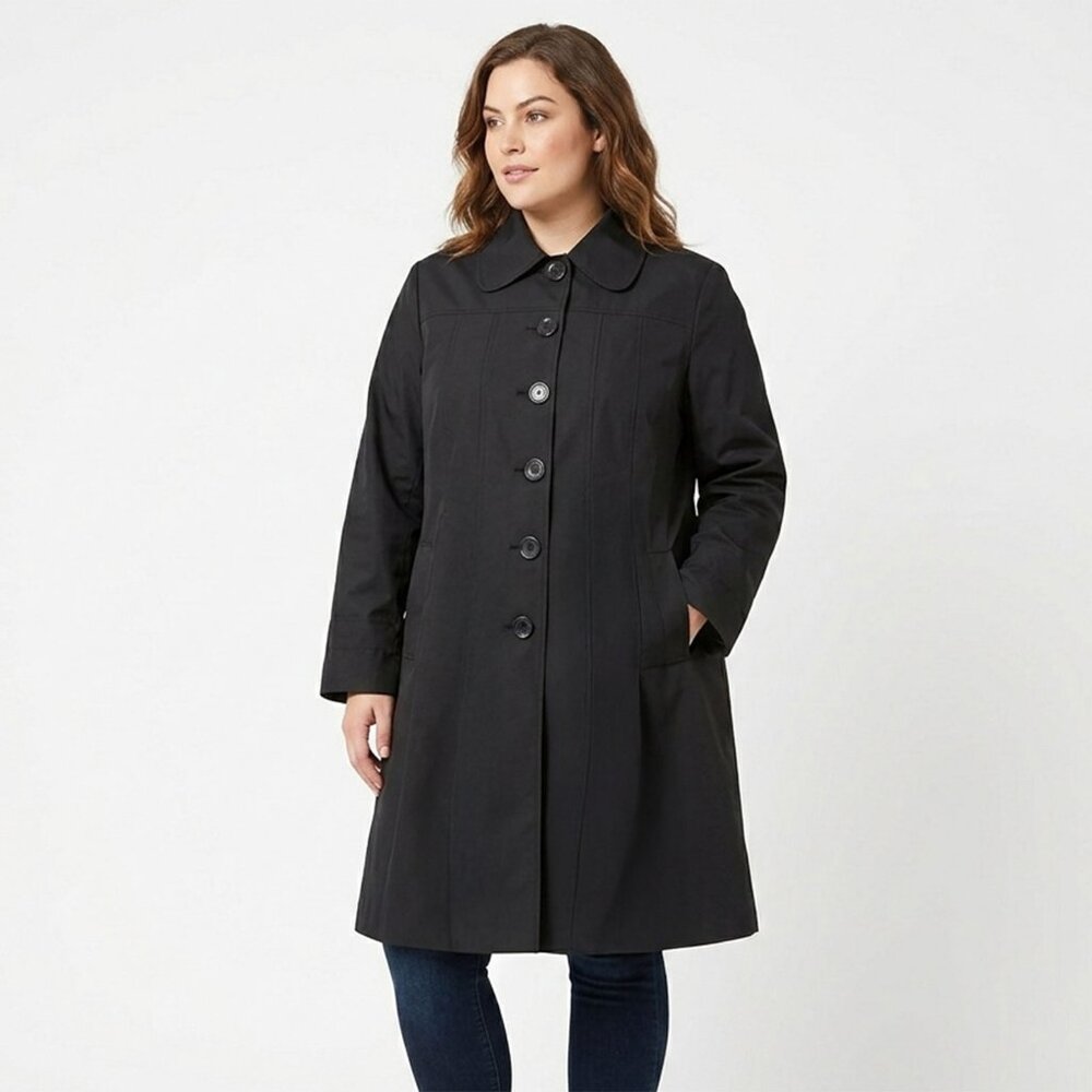 Luba Limited Edition Black Overcoat Spring Jacket Button Up Lined Plus 16